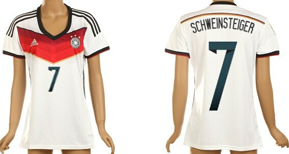 2014 World Cup Germany #7 Schweinsteiger Home Soccer AAA+ T-Shirt_Womens