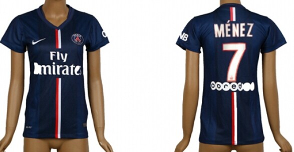 2014/15 Paris Saint-Germain #7 Menez Home Soccer AAA+ T-Shirt_Womens