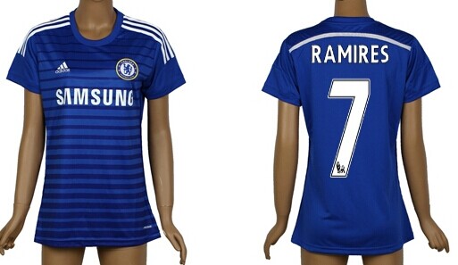 2014/15 Chelsea FC #7 Ramires Home Soccer AAA+ T-Shirt_Womens