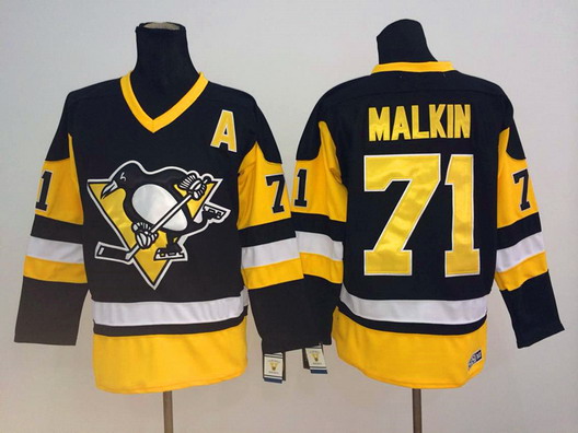 Pittsburgh Penguins #71 Evgeni Malkin Black Throwback CCM Jersey
