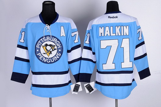 Pittsburgh Penguins #71 Evgeni Malkin Light Blue Jersey