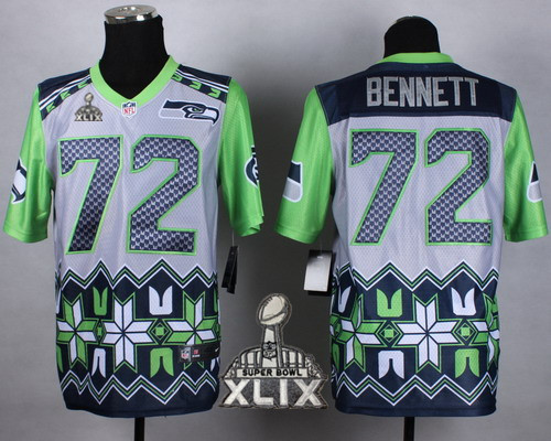 Nike Seattle Seahawks #72 Michael Bennett 2015 Super Bowl XLIX Noble Fashion Elite Jersey