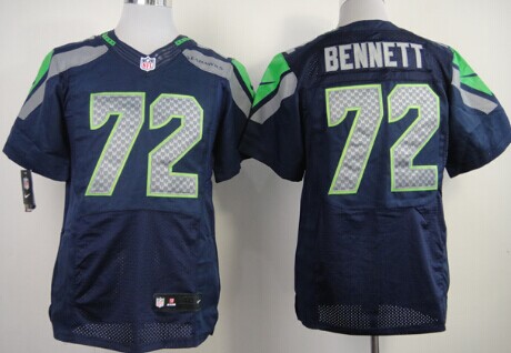 Nike Seattle Seahawks #72 Michael Bennett Navy Blue Elite Jersey