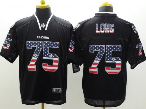 Nike Oakland Raiders #75 Howie Long 2014 USA Flag Fashion Black Elite Jersey