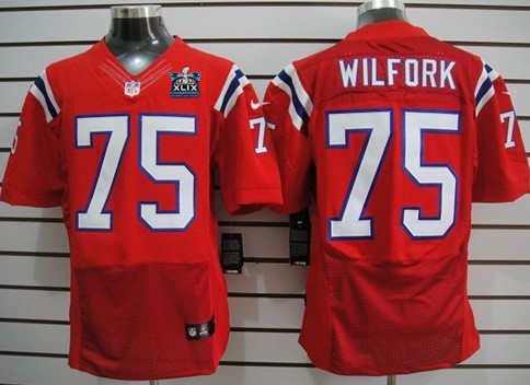 Nike New England Patriots #75 Vince Wilfork 2015 Super Bowl XLIX Championship Red Elite Jersey
