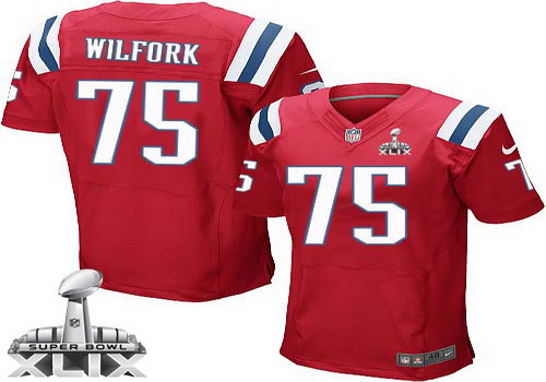 Nike New England Patriots #75 Vince Wilfork 2015 Super Bowl XLIX Red Elite Jersey