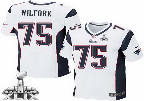 Nike New England Patriots #75 Vince Wilfork 2015 Super Bowl XLIX White Elite Jersey