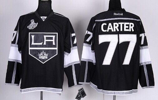 Los Angeles Kings #77 Jeff Carter 2014 Champions Patch Black Jersey