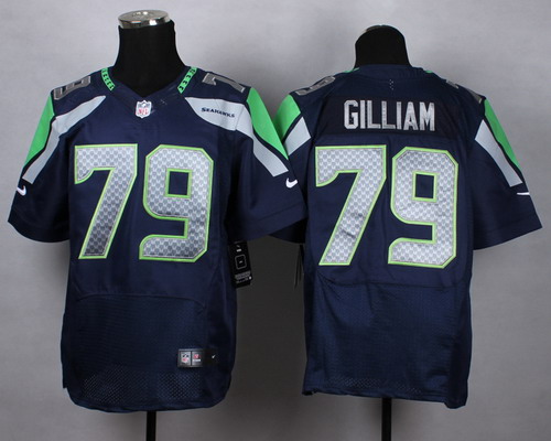 Nike Seattle Seahawks #79 Garry Gilliam 2015 Super Bowl XLIX Navy Blue Elite Jersey