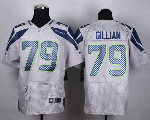 Nike Seattle Seahawks #79 Garry Gilliam 2015 Super Bowl XLIX Gray Elite Jersey