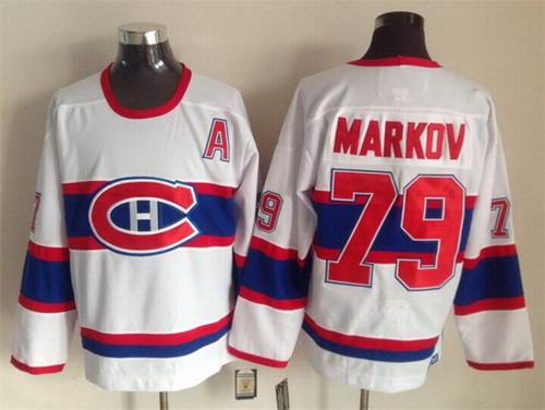 Montreal Canadiens #79 Andrei Markov White Throwback CCM Jersey
