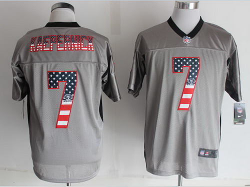 Nike San Francisco 49ers #7 Colin Kaepernick 2014 USA Flag Fashion Gray Elite Jersey