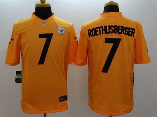 Nike Pittsburgh Steelers #7 Ben Roethlisberger Yellow Limited Jersey
