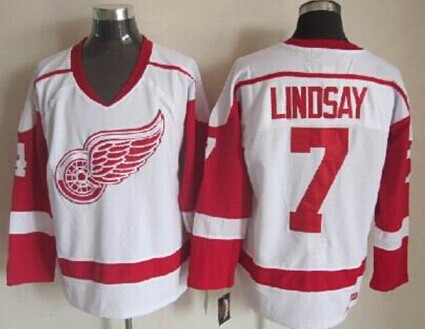 Detroit Red Wings #7 Ted Lindsay White Throwback CCM Jersey
