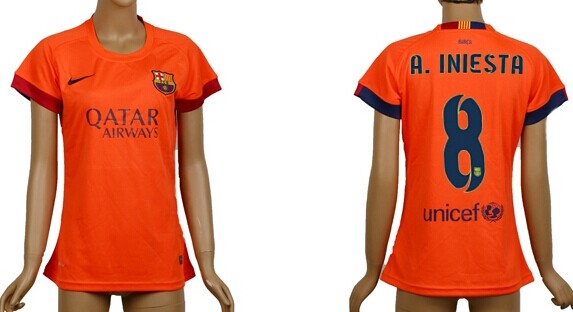 2014/15 FC Bacelona #7 Pedro Away Soccer AAA+ T-Shirt_Womens