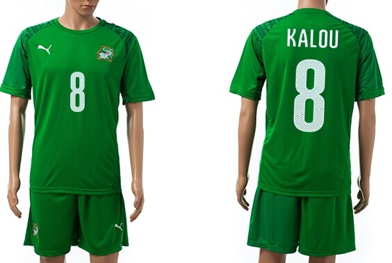 2014 World Cup Cote d'Ivoire #8 Kalou Away Soccer Shirt Kit