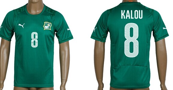 2014 World Cup Cote d'Ivoire #8 Kalou Away Soccer AAA+ T-Shirt