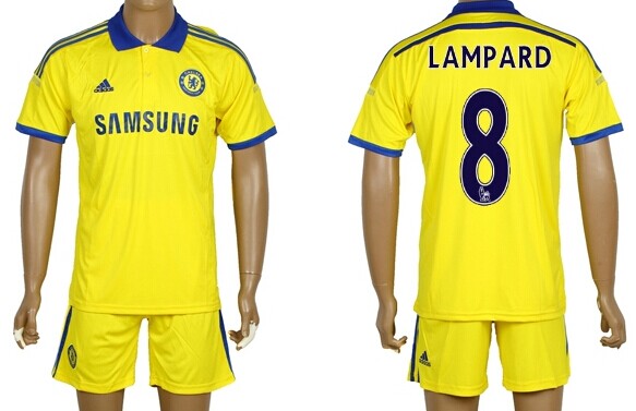 2014/15 Chelsea FC #8 Lampard Away Yellow Soccer Shirt Kit