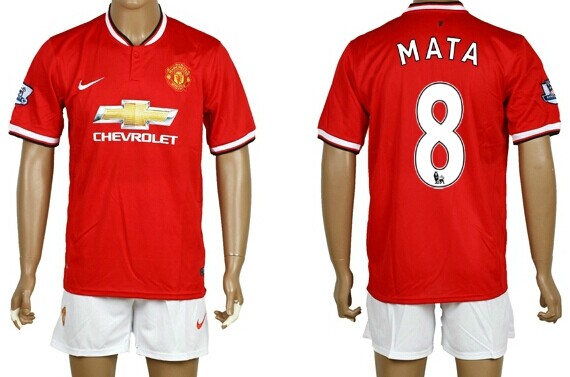 2014/15 Manchester United #8 Mata Home Soccer Shirt Kit
