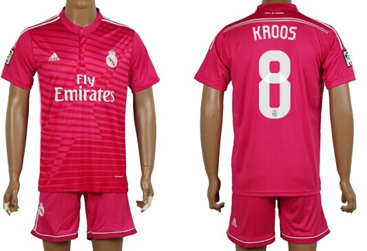 2014/15 Real Madrid #8 Croos Away Pink Soccer Shirt Kit