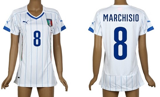 2014 World Cup Italy #8 Marchisio Away Soccer AAA+ T-Shirt_Womens