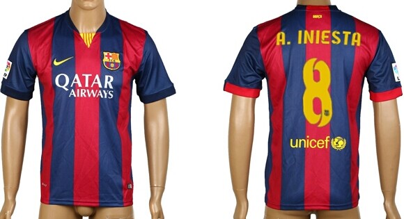 2014/15 FC Bacelona #8 A.Iniesta Home Soccer AAA+ T-Shirt