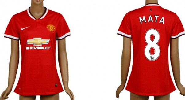 2014/15 Manchester United #8 Mata Home Soccer AAA+ T-Shirt_Womens