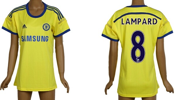 2014/15 Chelsea FC #8 Lampard Away Yellow Soccer AAA+ T-Shirt_Womens