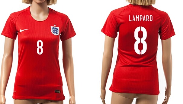 2014 World Cup England #8 Lampard Away Soccer AAA+ T-Shirt_Womens
