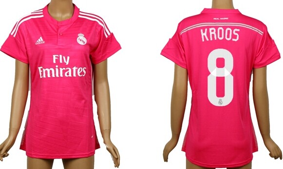 2014/15 Real Madrid #8 Croos Away Pink Soccer AAA+ T-Shirt_Womens
