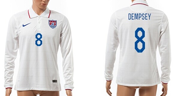 2014 World Cup USA #8 Dempsey Home Soccer Long Sleeve AAA+ T-Shirt