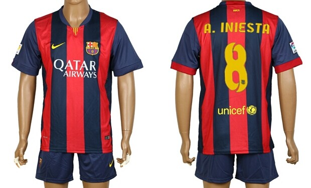 2014/15 FC Bacelona #8 A.Iniesta Home Soccer Shirt Kit