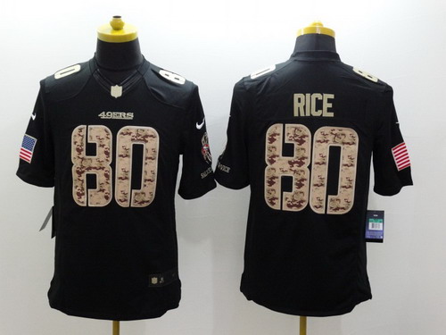 Nike San Francisco 49ers #80 Jerry Rice Salute to Service Black Limited Jersey