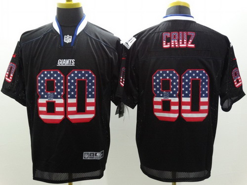 Nike New York Giants #80 Victor Cruz 2014 USA Flag Fashion Black Elite Jersey