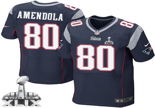 Nike New England Patriots #80 Danny Amendola 2015 Super Bowl XLIX Blue Elite Jersey