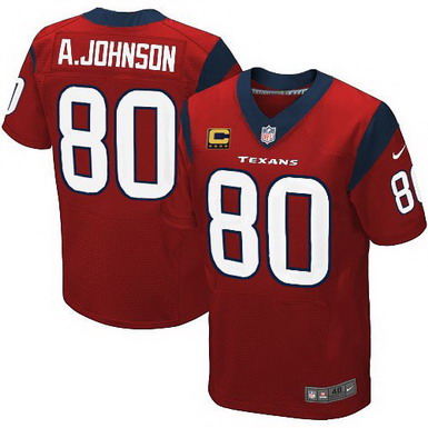 Nike Houston Texans #80 Andre Johnson Red C Patch Elite Jersey