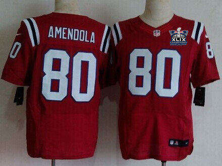 Nike New England Patriots #80 Danny Amendola 2015 Super Bowl XLIX Championship Red Elite Jersey