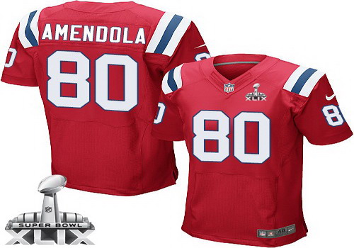 Nike New England Patriots #80 Danny Amendola 2015 Super Bowl XLIX Red Elite Jersey