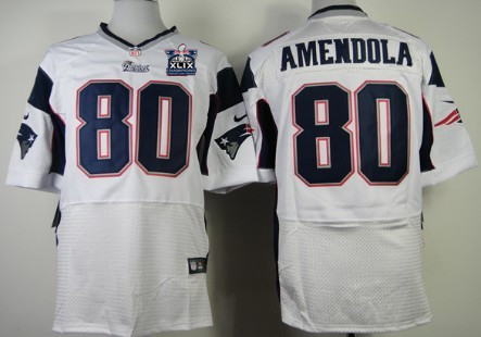 Nike New England Patriots #80 Danny Amendola 2015 Super Bowl XLIX Championship White Elite Jersey