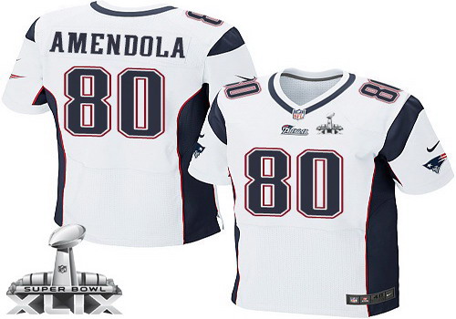 Nike New England Patriots #80 Danny Amendola 2015 Super Bowl XLIX White Elite Jersey
