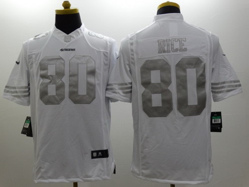 Nike San Francisco 49ers #80 Jerry Rice Platinum White Limited Jersey