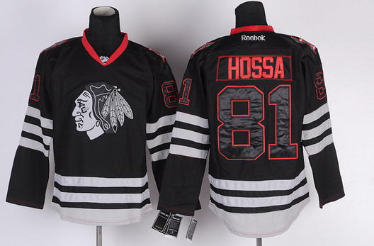 Chicago Blackhawks #81 Marian Hossa Black Ice Jersey