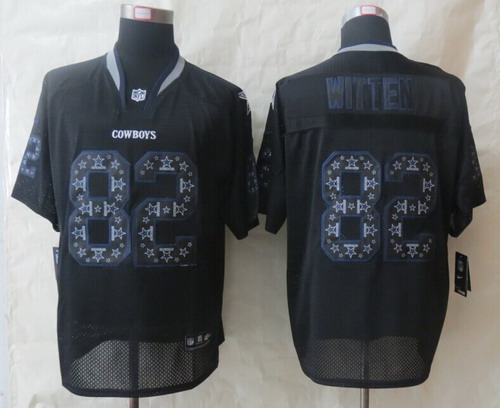 Nike Dallas Cowboys #82 Jason Witten Lights Out Black Ornamented Elite Jersey