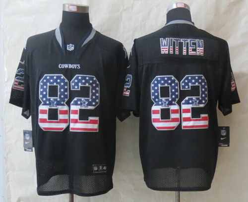 Nike Dallas Cowboys #82 Jason Witten 2014 USA Flag Fashion Black Elite Jersey