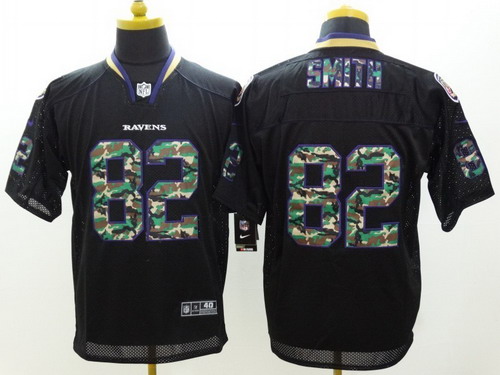 Nike Baltimore Ravens #82 Torrey Smith Black With Camo Elite Jersey