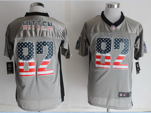 Nike Dallas Cowboys #82 Jason Witten 2014 USA Flag Fashion Gray Elite Jersey
