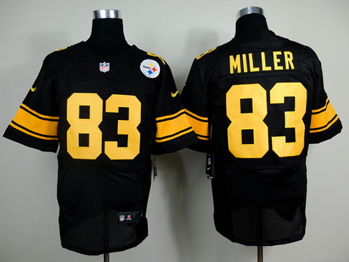 Nike Pittsburgh Steelers #83 Heath Miller Black With Yellow Elite Jersey