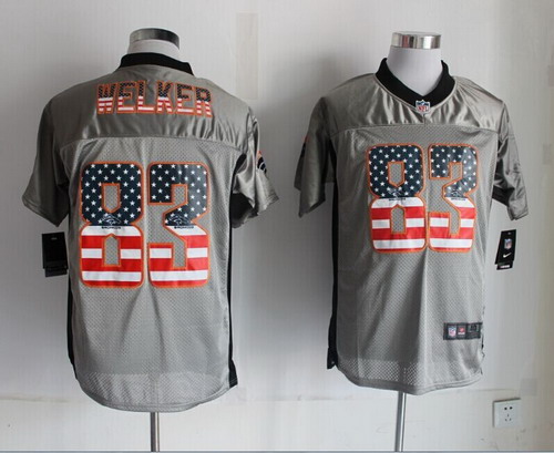 Nike Denver Broncos #83 Wes Welker 2014 USA Flag Fashion Gray Elite Jersey