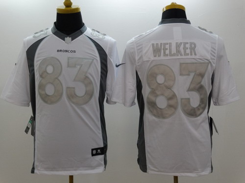 Nike Denver Broncos #83 Wes Welker Platinum White Limited Jersey