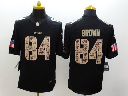 Nike Pittsburgh Steelers #84 Antonio Brown Salute to Service Black Limited Jersey